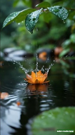 Rain Drops Magic on Leaf & Flower | Peaceful Nature Slow Motion