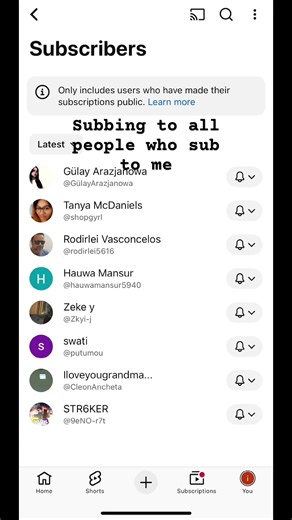 Subbing to ppl who sub to me