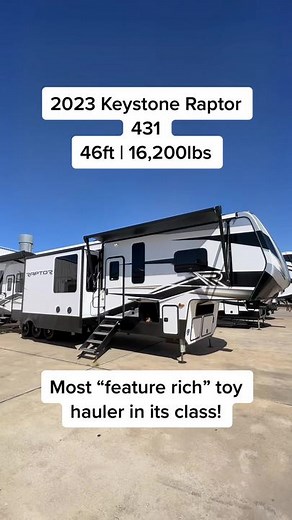 2023 Keystone Raptor 431 now in stock and available! Most feature rich fifth wheel toy hauler! #rv #rvtiktok #camper #camping #toyhauler #fifthwheel #fulltimerv #rvlife