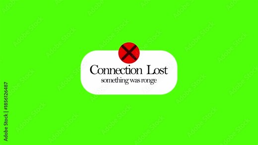 Connection Lost notification animation on a Seamless loop with transparent background in 4K animation