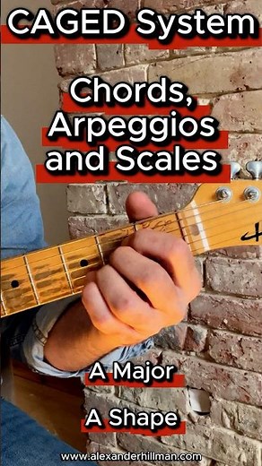 CAGED System - A Major - A Shape - Chords, Arpeggio, and Scales #guitarlessons #CAGED System