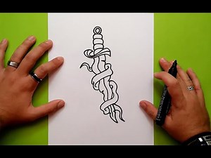Como dibujar una daga paso a paso | How to draw a dagger
