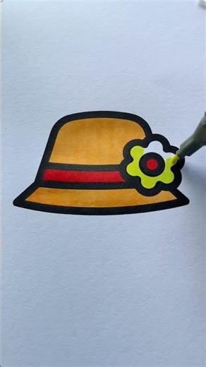 How to color a sun hat 🎨💫 #art #shorts