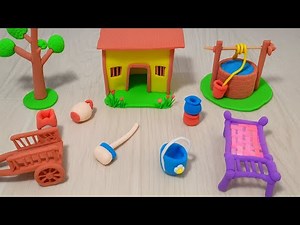 Miniature Village House from Polymer Clay | DIY Dollhouse with Kitchen & Well
