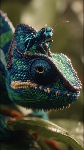 Ant’s Daring Walk on Chameleon’s Head Will Blow Your Mind! 😱🔥 #Shorts