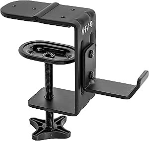 VIVO Steel Clamp-on Hook for Desktop and Desk Leg Mounting, Clip Holder for Office Accessories, Bags, Headphones, and More, Black, Mount-HLC1