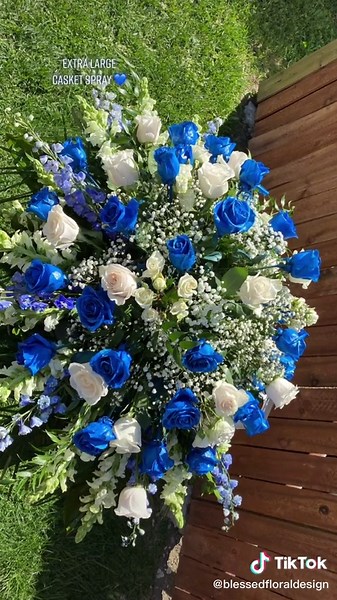 XL Casket Spray with Blue Roses - Funeral Services