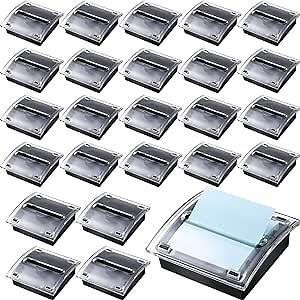 Ctosree 24 Pcs Pop Up Note Dispenser with Black Base Clear Top Acrylic Sticky Notes Holder Fit for 3 x 3 Inches Notes Sticky Note Dispenser for Desk School Office Home Store Memo Gift