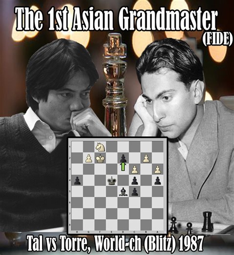 19K views · 872 reactions | The 1st Asian Grandmaster (FIDE) / Tal vs Torre, World-ch (Blitz) 1987 | GMG Chess | Facebook
