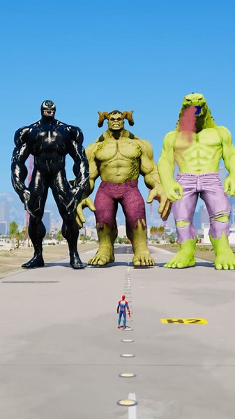 Random Superheroes VS Giant Venom & Giant Hulk & hulk Brothers #shorts #spiderman #hulk