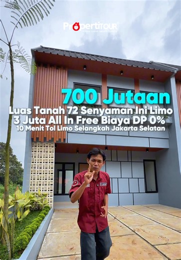 Rumah Siap Huni Tercantik & Termurah di Limo – Depok ✨ Kesempatan langka memiliki rumah siap huni, desain modern, dan lokasi super strategis — dengan harga yang masih masuk akal! 💰 Harga: 700 Jutaan 🏡 Spesifikasi: \t•\tLuas Tanah: 72 m² \t•\tLuas Bangunan: 56 m² \t•\t3 Kamar Tidur \t•\t2 Kamar Mandi \t•\tTata ruang nyaman & fungsional \t•\tSiap huni – tinggal bawa koper 📍 Lokasi Strategis: \t•\tNempel Jakarta Selatan \t•\tSelangkah ke Tol Limo \t•\t10 menit ke Jakarta Selatan \t•\t8 menit ke 