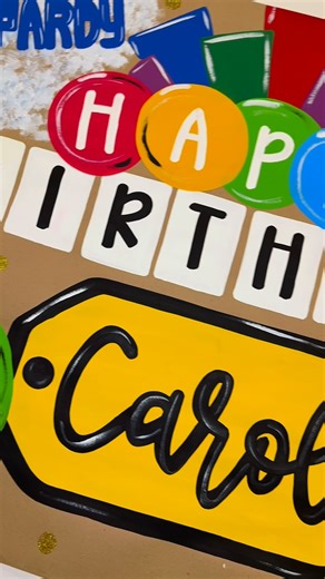 Signed by Sydney on Instagram: "Come on Down to Carol’s 60th bingo bash! We filled this birthday banner with all of Carol’s favorite game shows - Jeopardy, Let’s Make A Deal, Wheel of Fortune, and The Price is Right! ••• Request a banner through my order form 🫶🏼 #custombanner | #bannerpainting | #banner | #brownpaperbanner | #gameshow"