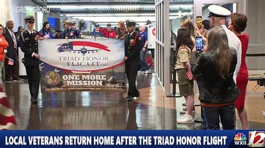 HAPPENING NOW: Local veterans have returned home after the last Triad Honor Flight of the year. Watch their return after a day of reflection and connections in Washington, D.C. More Details: https://www.wxii12.com/article/greensboro-triad-honor-flight-service-community-veterans/68131007 | WXII 12 NEWS