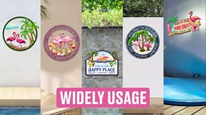 MeMate Flamingo Signs Decors Outdoor, 18in Large Metal Sign Flamingos Lounge Outdoor Decorations for Porch Deck Backyard Patio Pool, Housewarming Gifts (02)