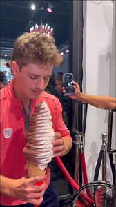 Can you handle the swirl? Giant Cone challenge accepted! 🍨🔥 #giantcone #giantconechallege #Sweettreat #ConeGoals #icecreamgoals | Hampton Chocolate Factory