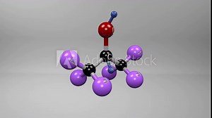 Hexafluoro-2-propanol molecule. Molecular structure of HFIP, solvent used in a variety of chemical applications. vídeo do Stock