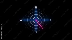 compass icon animation. cartoon compass. Neon compass icon animation. 4k