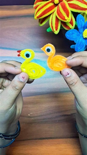 Mini Cute Ducks with Pipe Cleaners 🐥 | Easy DIY Craft #craft #shorts #handmadecraft #miniaturecraft