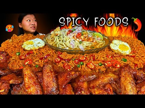 Deadly Spicy Noodles Mukbang 🥵🌶️ | Chicken Thukpa & Spicy Garlic Wings Eating Show | ASMR Mukbang