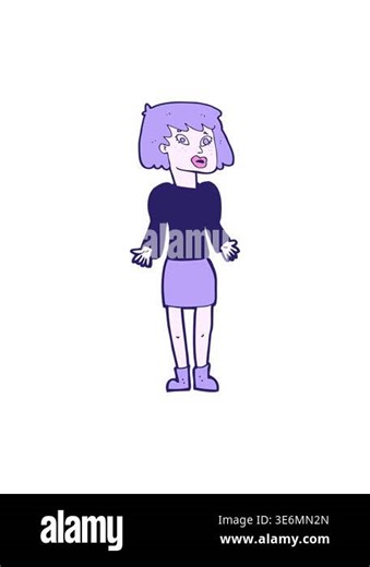 popping motion animation of cartoonw woman shrugging shoulders Stock Video Footage - Alamy