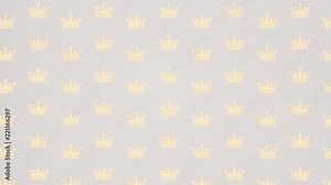 Fondo de pantalla colorido de un patrón en movimiento de coronas de color amarillo sobre un fondo de textura de papel
