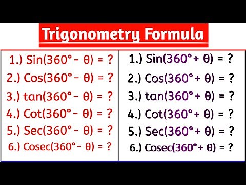 Trigonometry formula | Trigonometry ratios of Allied Angles | Allied Angles | (360°-θ) | (360°+θ) |