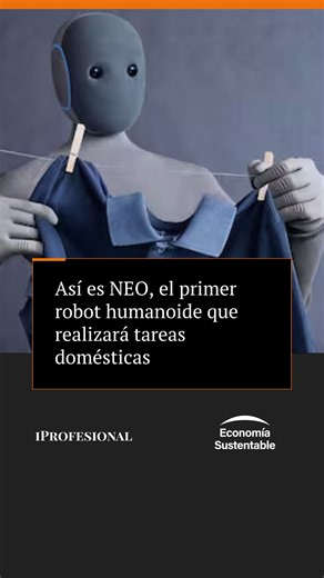 iProfesional.com on Instagram: "🤖 NEO es un robot humanoide diseñado para realizar tareas del hogar como ordenar, doblar ropa, aspirar y limpiar espacios, y está pensado para adaptarse a tu rutina diaria gracias a su inteligencia artificial. Podés asignarle tareas mediante voz o desde una aplicación móvil, y si no puede completar alguna por sí solo, un operador puede controlarlo de forma remota para enseñarle cómo hacerlo. 🏡 Mide alrededor de 1,67 metros, pesa 30kg y levanta hasta 70 kg, con u