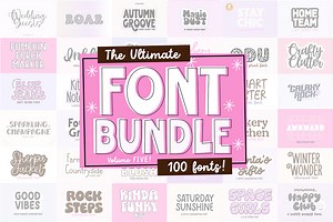100 Fonts! ULTIMATE FONT BUNDLE V5, a Handwritten Font by Blush Font Co.