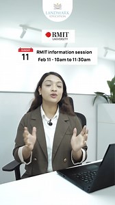 Experience a glimpse of your future at RMIT University Meet the direct representative from RMIT University, and explore the undergraduate and postgraduate opportunities at one of the top university in Melbourne, Australia. Happening on 11th Feb, 2024 from 10:00 AM @ Landmark Education! For more information: Join us on a Zoom Video Call at 👇👇👇 https://zoom.us/j/9845566225 OR Contact Us: ✉ info@landmarkedu.com 🌀 www.landmarkedu.com 🏨 Kathmandu: 📱9845566225, 01-4531760, 01-4542781 🏨 Chitwan: