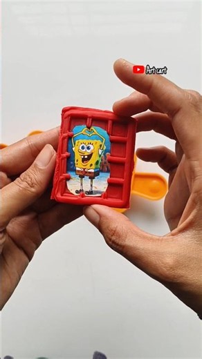 Making spongebob clay waffle #creativeclayideas #clayart #clayvideos