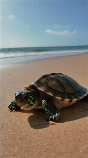 🐢🏖️ Turtle Walking Peacefully on the Beach - So Relaxing! #turtle