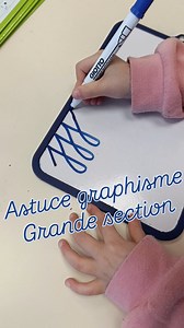 Voici un exemple de graphisme ➿ à réaliser avec des élèves de grande section pour la préparation à l'écriture cursive et plus particulièrement des lettres j et g avec la boucle en bas. Une petite astuce pour donner un repère à l'enfant : Toucher le bord de l'ardoise avec son feutre puis descendre bien droit avant d'effectuer la boucle. Ce graphisme a super bien fonctionné avec mes grands ! #preschool#kindergarten#teampe#teacherlife#teammaternellechâtel | Maîtresse ds le Chablais