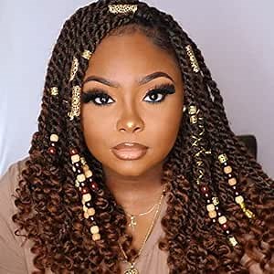 Marley Hair Crochet Braids 22 inch - Afro Kinky Curly Marley Twist Crochet Hair for Faux Locs Synthetic Braiding Hair Extensions(22"6P,T30)