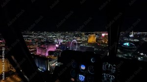 Night tour in a helicopter flying over the city of Sin and flying over the Las Vegas Strip, which is the boulevard where all the hotels, resorts and casinos of this city are located.