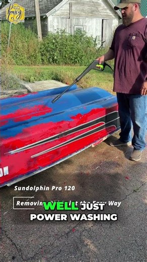 Power Washing a Boat Paint Removal Before & After 1