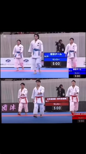 Unsu (雲手 / ウンスー), often translated as “Cloud Hands,” is one of the advanced Kata frequently performed at major international Karate competitions. In this video, both the female and male team Kata of the Japanese national team perform Unsu, demonstrating a profound harmony between technique, rhythm, and the spirit of Karate-do. The opening of Unsu does not initiate combat — it initiates the mind. The hands rise slowly, open with palms turning up and down in parallel, the body remains still, the b