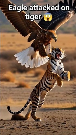 gaint eagle attacked on tiger, tiger vs eagle #wildanimals #animalrescue #trendingshorts #aivideo
