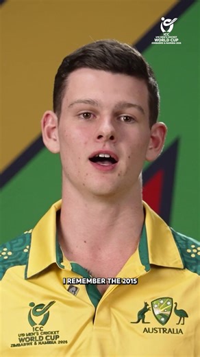 Young stars at the #U19WorldCup look back on Australia's #CricketWorldCup 2015 triumph 🤩 Watch them in action LIVE, tournament broadcast details 👉 https://www.icc-cricket.com/tournaments/u19-cricket-worldcup-2026/news/broadcast-details-for-icc-u19-men-s-cricket-world-cup | ICC Cricket World Cup
