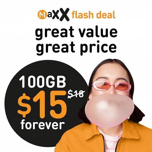 Maxx Flash Deal: $15 (U.P. $18) for 100GB FOREVER with M1 Maxx SIM-only plan! ✓ No Contract ✓ FREE Caller ID ✓ UNLIMITED Calls ✓ 2GB Data Roaming (Malaysia, Indonesia) Simply sign up online in just 2 mins and enjoy FREE SIM card and delivery. Sign up now! T&Cs apply. | M1