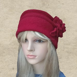 Red Wool Felt Cloche Hat – Women’s Vintage Style Winter Hat With Flower - Etsy Canada