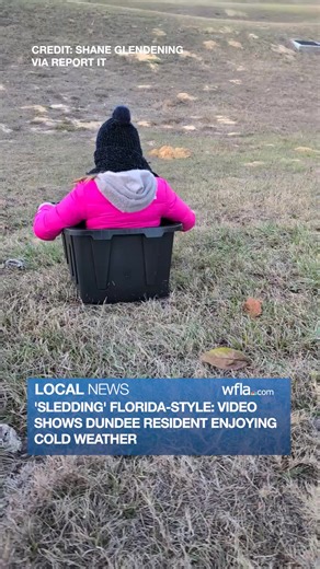 'SLEDDING' FLORIDA-STYLE: A Dundee family had some fun in the cold weather this morning. https://www.wfla.com/news/polk-county/sledding-florida-style-video-shows-dundee-resident-enjoying-cold-weather/ | WFLA News Channel 8