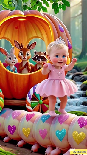 Baby Enjoys Riding a Colorful Caterpillar Toy