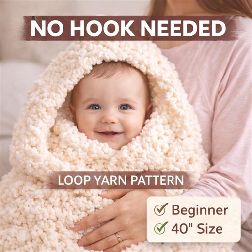 Loop Yarn Baby Blanket Crochet Pattern PDF, No Hook Finger Crochet Blanket, Easy Beginner Pattern, Chunky Blanket Pattern Digital Download - Etsy