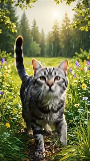 Cat walking in nature