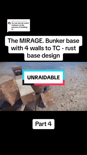 Replying to @aaaaaaa Build By Hidden Joint The MIRAGE. Bunker base with 4 walls to TC - rust base design #rust #rustshorts #rusttok #trending #rustgame