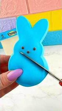 Cutting Open Marshmallow PEEPS Squishies Satisfying Video ASMR! 🩷💛🩵 #shorts