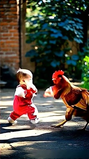 Ai generated animated video | a healthy little baby boy fighting with hen #ai #cute #trendingshorts