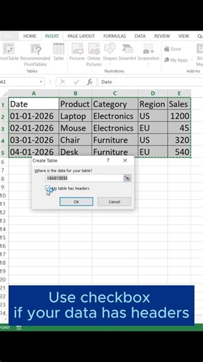 Turn Any Excel Data Into a Table in Seconds