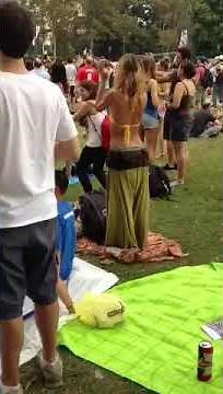 Hot hippie chick dancing at made in America festival
