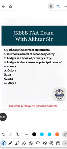 Accountancy MCQs Revision! #FAA #jkssbexams #aspirants #JKSSBPreparation #arparwaazacademy #accountancy #jkssb #JuniorAssistant | AR Parwaaz Academy